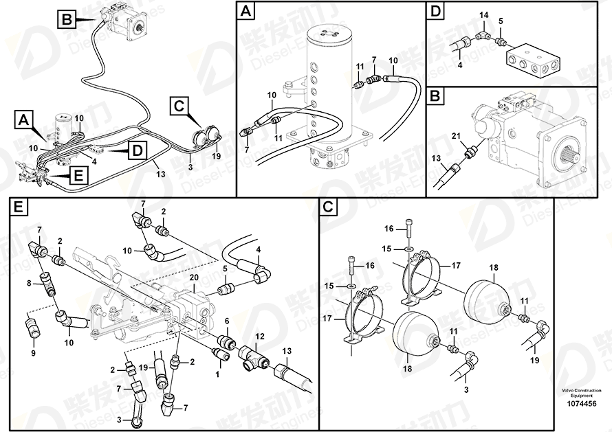 VOLVO Hose assembly 938666 Drawing VOLVO Hose assembly 938666 Drawing