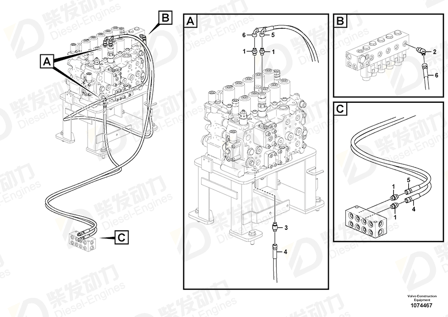 VOLVO Hose assembly 937123 Drawing