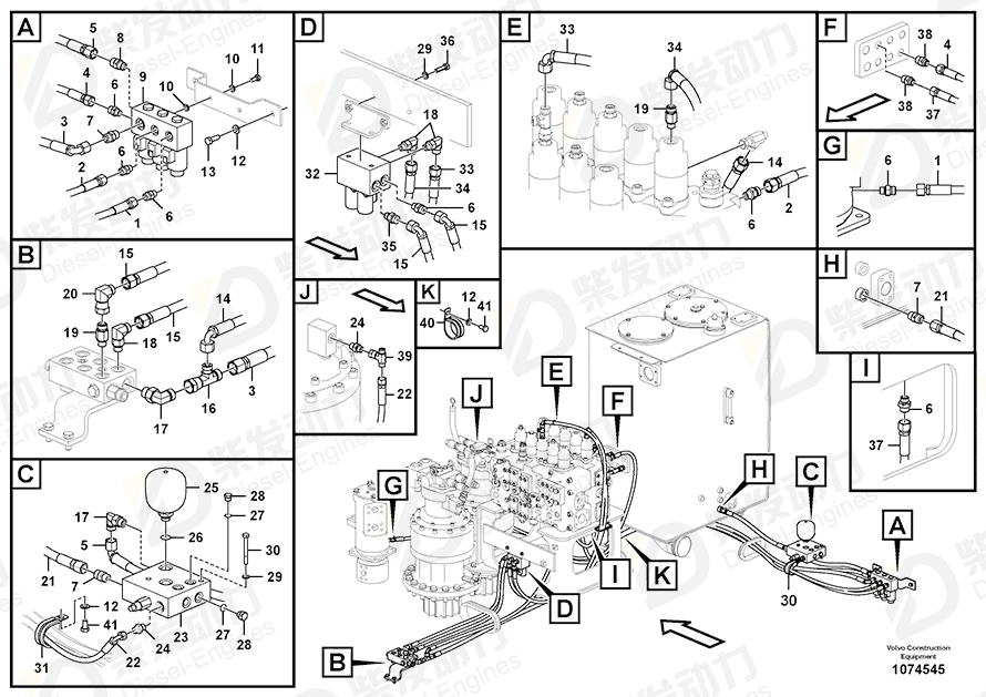 VOLVO Hose assembly 15800614 Drawing VOLVO Hose assembly 15800614 Drawing