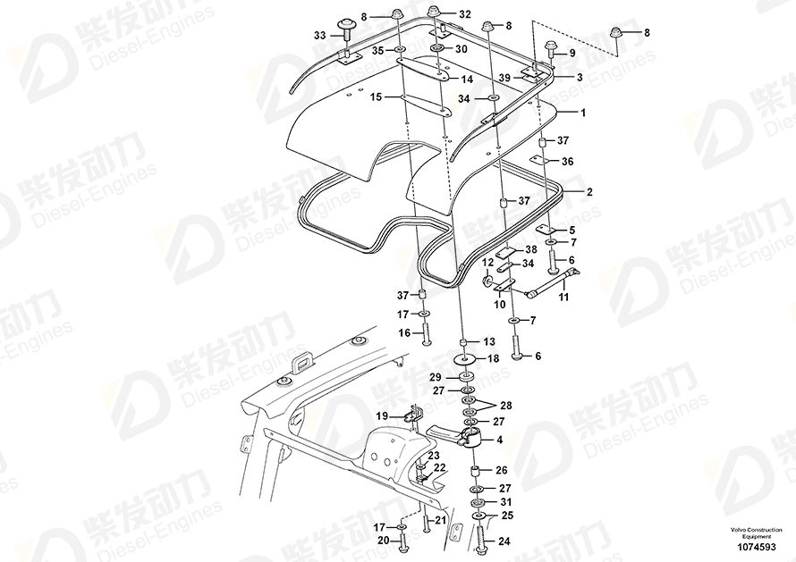VOLVO Gas spring 15044300 Drawing VOLVO Gas spring 15044300 Drawing
