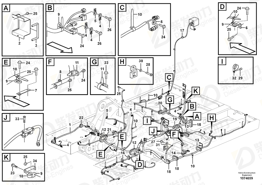 VOLVO Cable harness 14690429 Drawing VOLVO Cable harness 14690429 Drawing