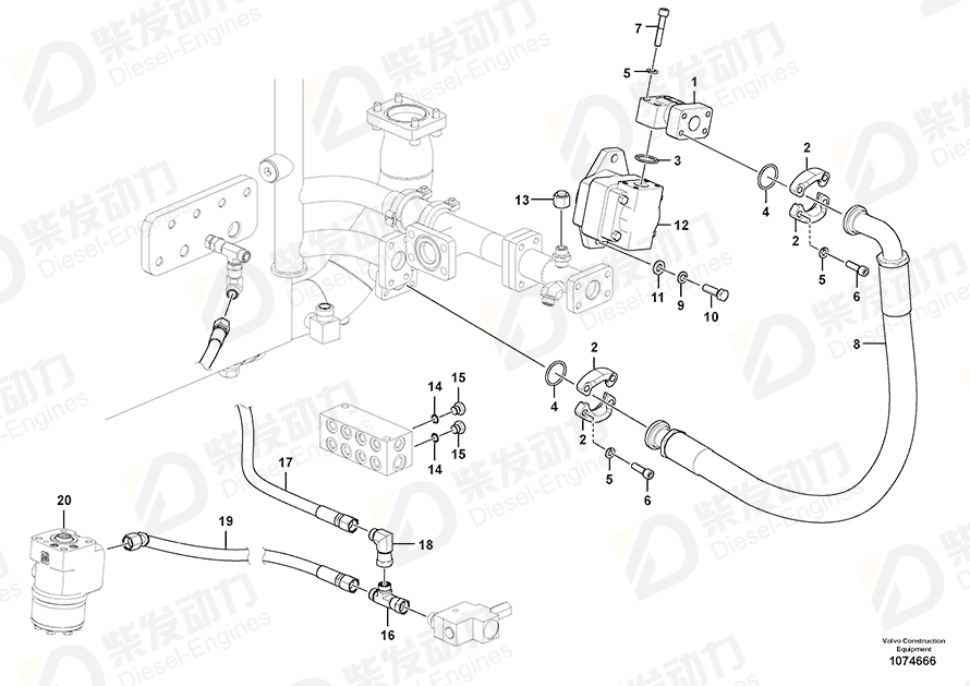 VOLVO Hose assembly 937417 Drawing VOLVO Hose assembly 937417 Drawing