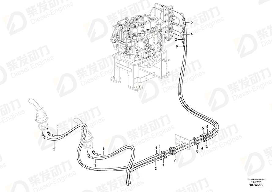VOLVO Hose assembly 937136 Drawing VOLVO Hose assembly 937136 Drawing