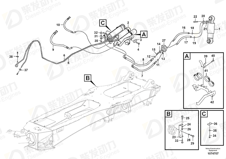 VOLVO Hose assembly 938037 Drawing