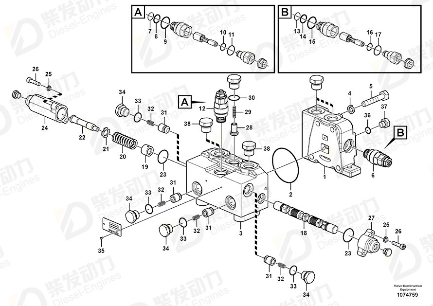 VOLVO Relief valve 14617960 Drawing VOLVO Relief valve 14617960 Drawing