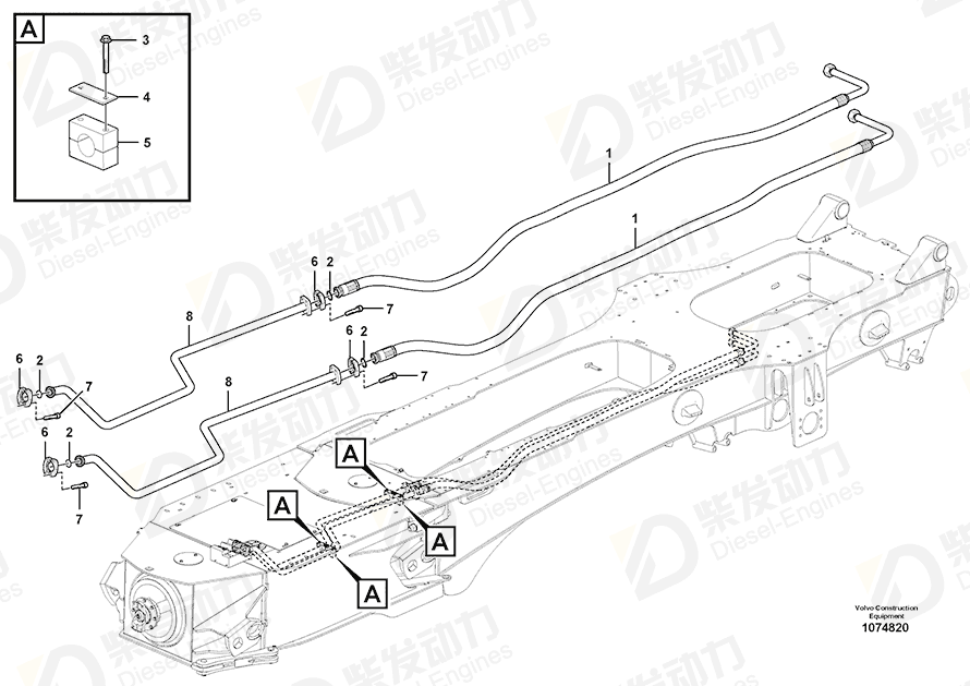 VOLVO Hose assembly 16255237 Drawing VOLVO Hose assembly 16255237 Drawing