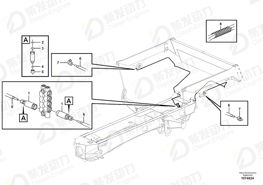 VOLVO Hose assembly 16806910 Drawing VOLVO Hose assembly 16806910 Drawing