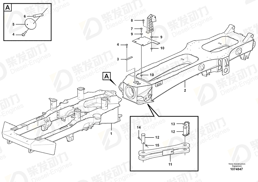 VOLVO Rear frame 16873702 Drawing VOLVO Rear frame 16873702 Drawing