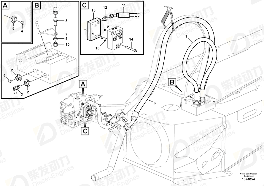 VOLVO Hose assembly 938050 Drawing