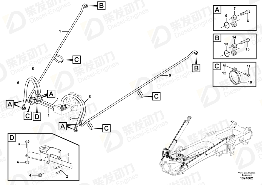 VOLVO Hose assembly 17398045 Drawing