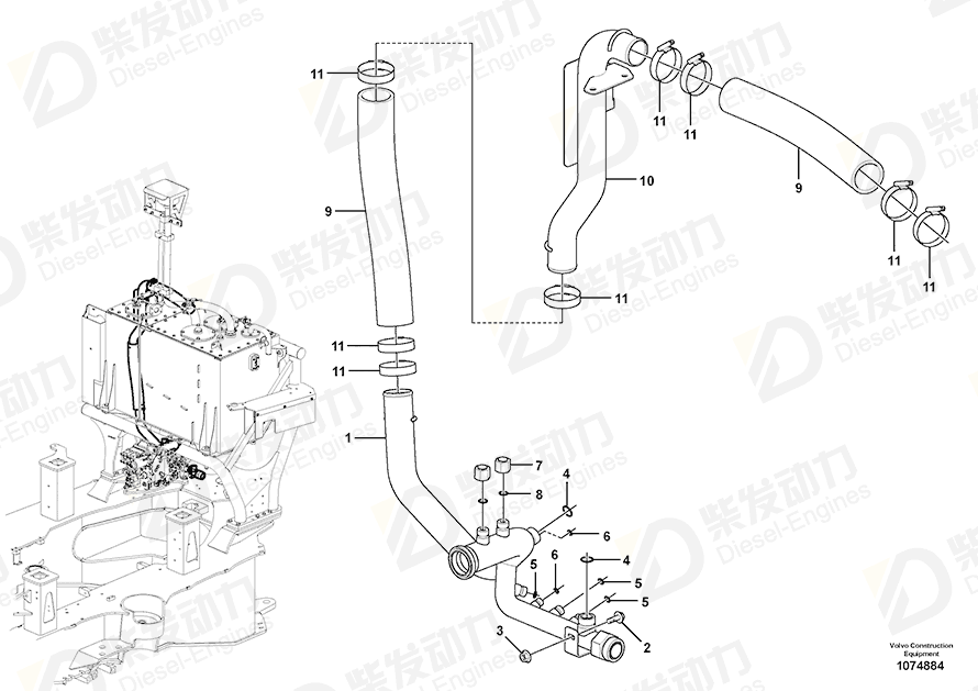 VOLVO Return pipe 17383917 Drawing VOLVO Return pipe 17383917 Drawing