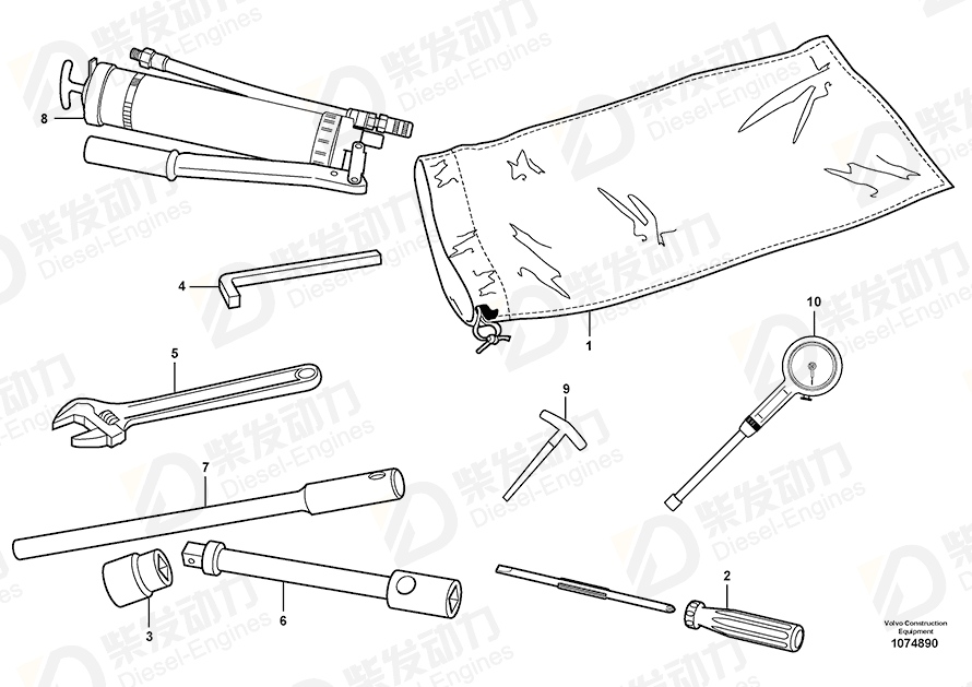 VOLVO Square Spanner 16863697 Drawing VOLVO Square Spanner 16863697 Drawing