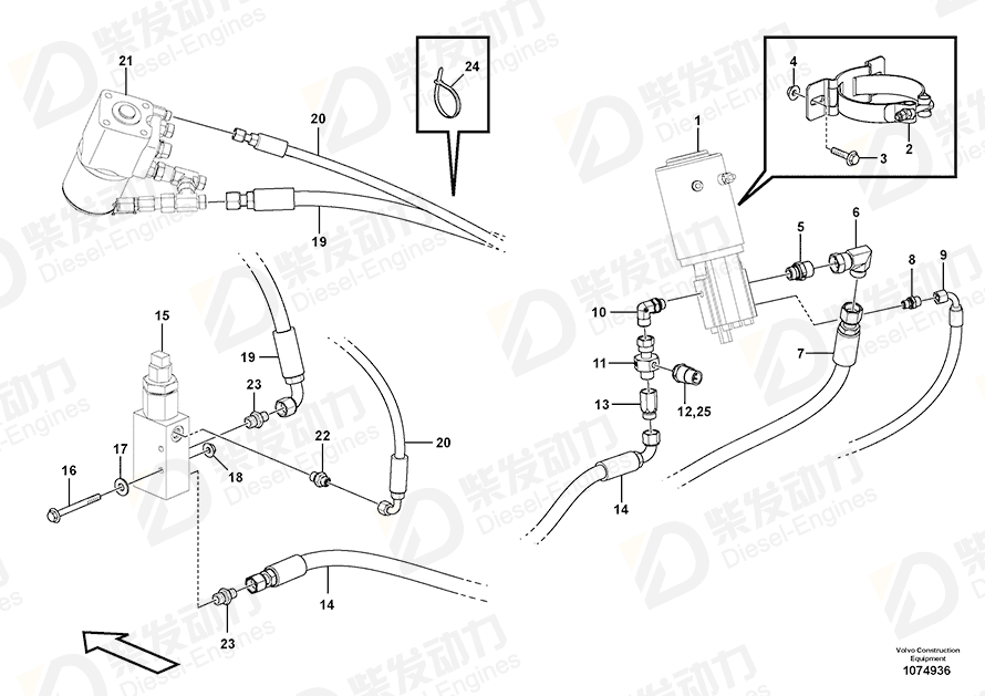 VOLVO Hydraulic hose 15119377 Drawing