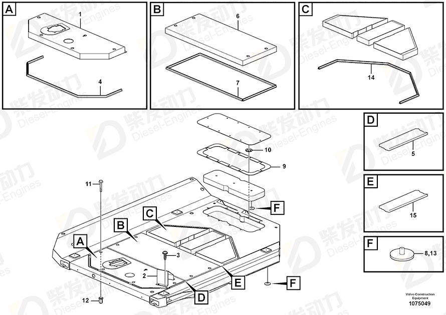 VOLVO Floor plate 17215410 Drawing VOLVO Floor plate 17215410 Drawing