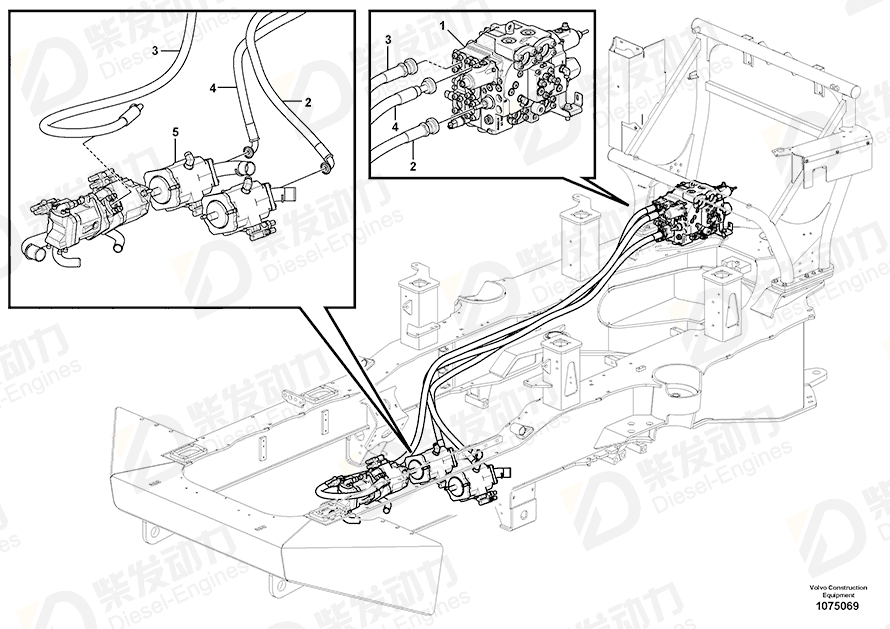 VOLVO Hose assembly 938019 Drawing VOLVO Hose assembly 938019 Drawing