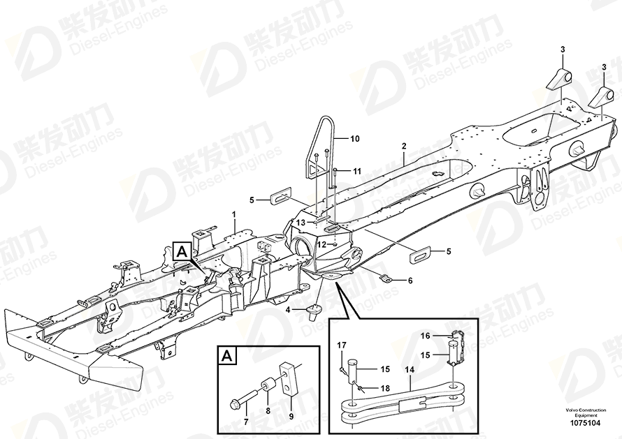 VOLVO Rear frame 16873999 Drawing VOLVO Rear frame 16873999 Drawing