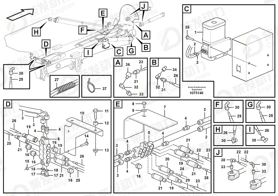 VOLVO Hose assembly 16806848 Drawing VOLVO Hose assembly 16806848 Drawing