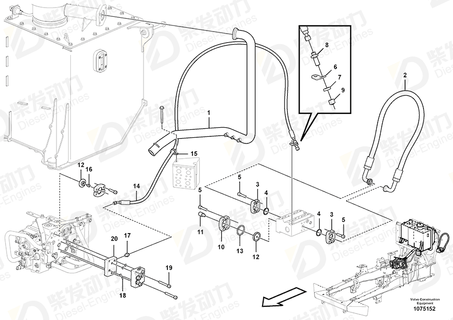 VOLVO Hose assembly 17200231 Drawing VOLVO Hose assembly 17200231 Drawing