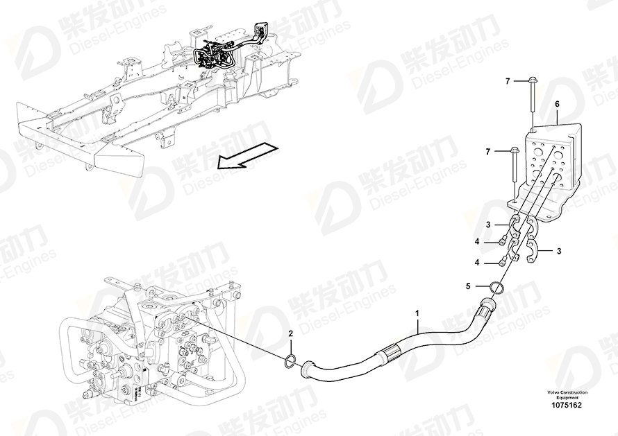 VOLVO Hydraulic hose 16843399 Drawing