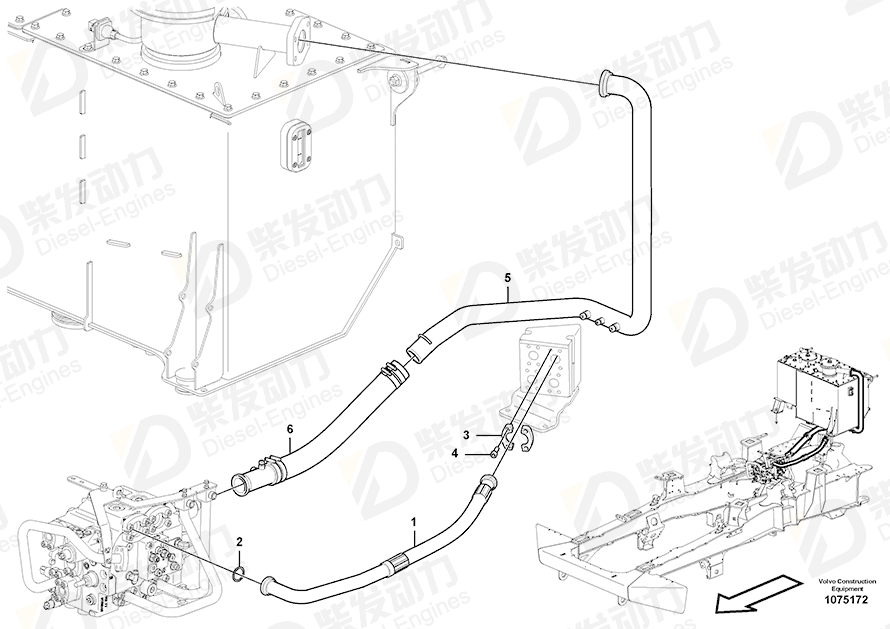 VOLVO Hydraulic hose 16843402 Drawing