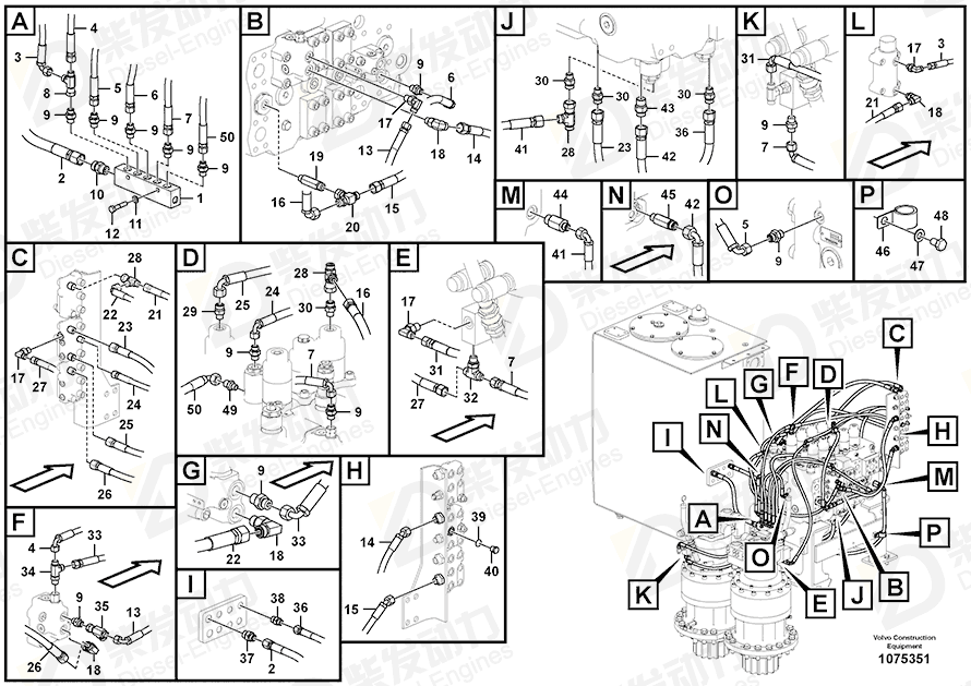 VOLVO Hose assembly 936299 Drawing VOLVO Hose assembly 936299 Drawing