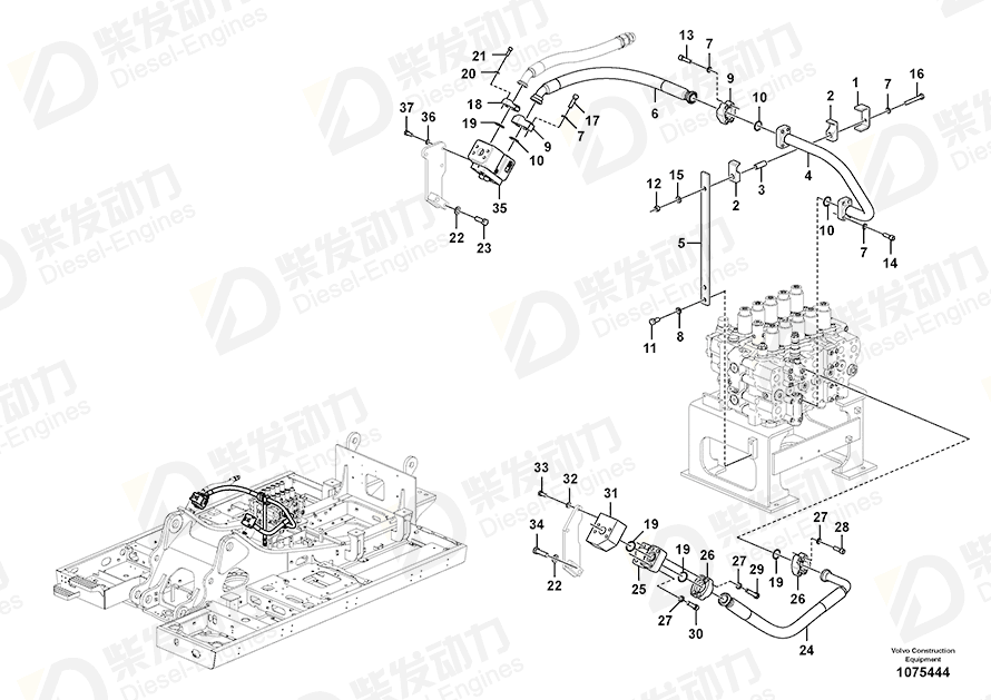 VOLVO Hose assembly 17212510 Drawing VOLVO Hose assembly 17212510 Drawing