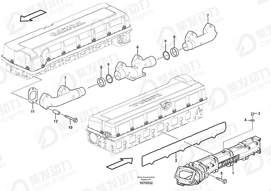 VOLVO Inlet manifold 22119309 Drawing VOLVO Inlet manifold 22119309 Drawing
