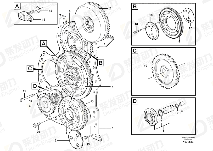 VOLVO Idler gear 22081685 Drawing VOLVO Idler gear 22081685 Drawing