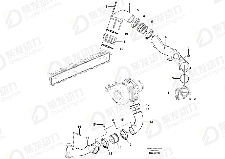 VOLVO Charge air pipe 17218769 Drawing VOLVO Charge air pipe 17218769 Drawing