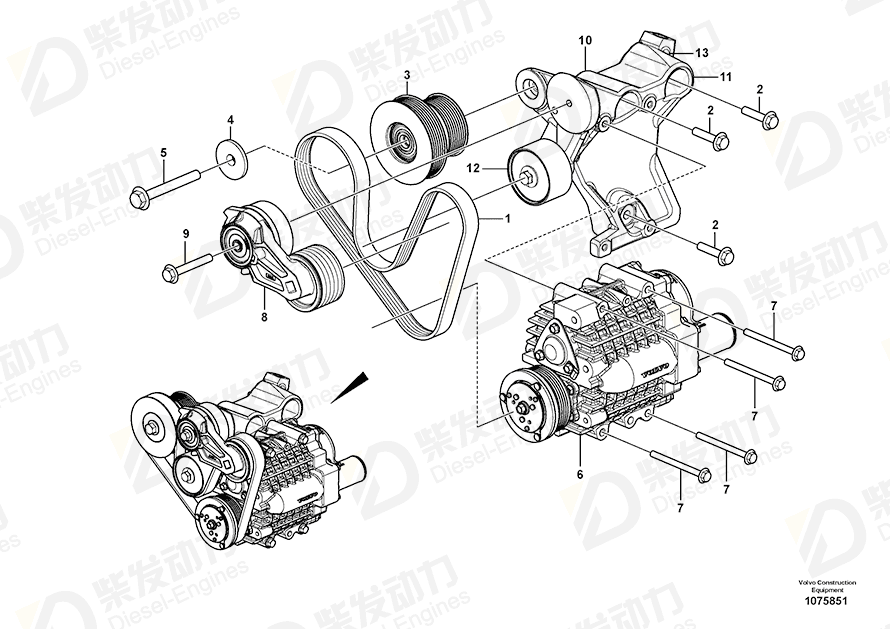 VOLVO V-ribbed belt 15125867 Drawing VOLVO V-ribbed belt 15125867 Drawing