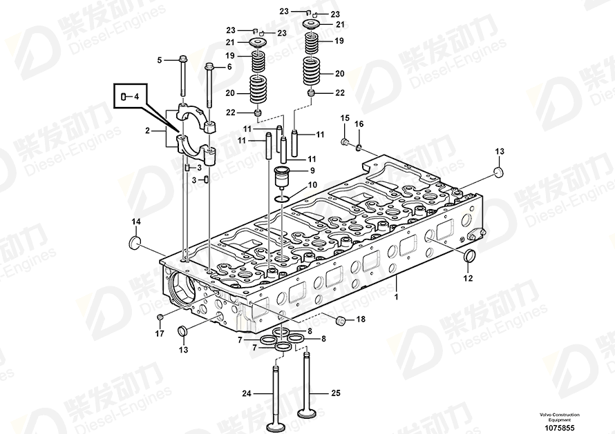 VOLVO Cylinder head 22083486 Drawing VOLVO Cylinder head 22083486 Drawing