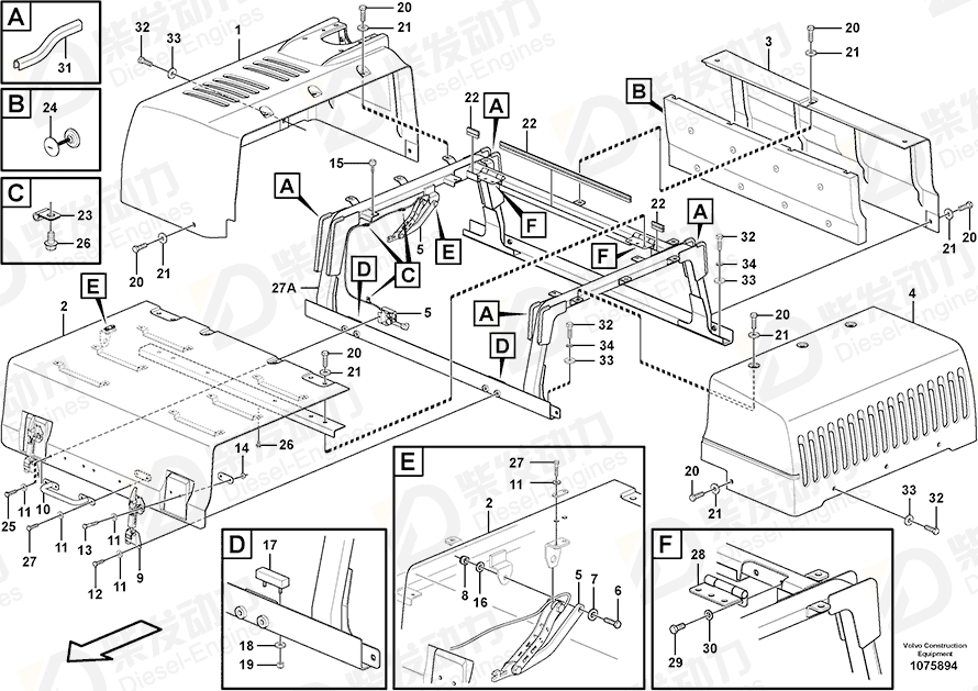 VOLVO Bonnet 14607622 Drawing