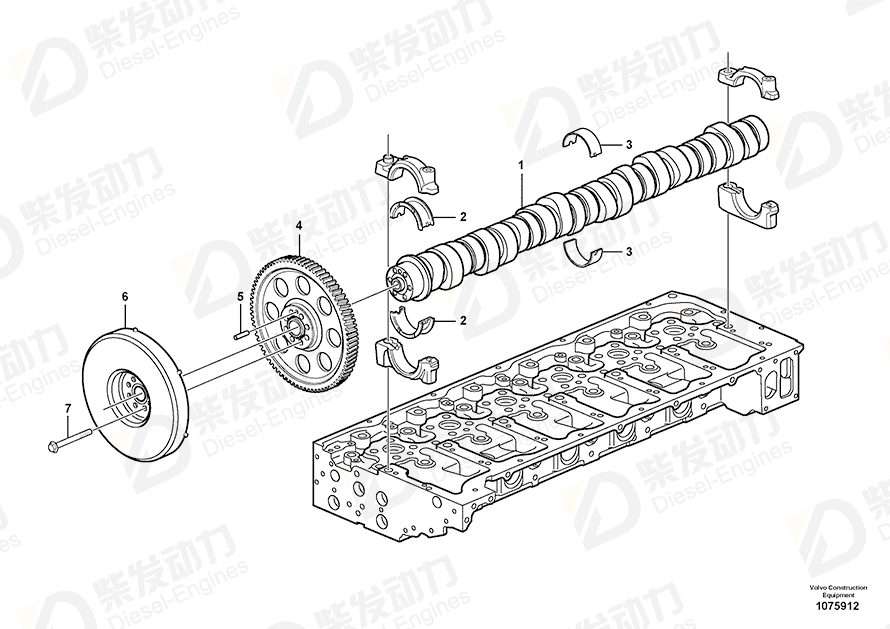 VOLVO Camshaft bearing kit 21440994 Drawing