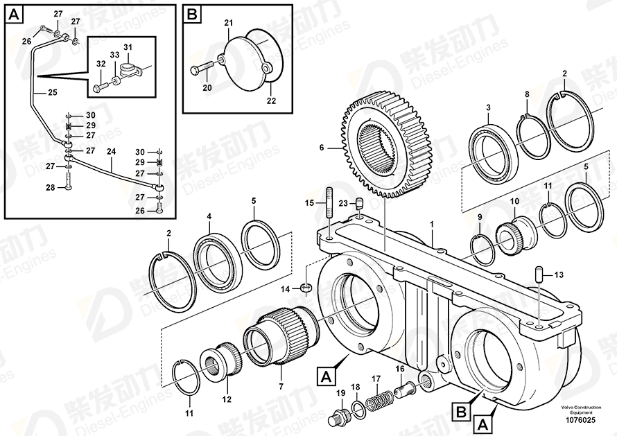 VOLVO Gear housing 15115957 Drawing VOLVO Gear housing 15115957 Drawing