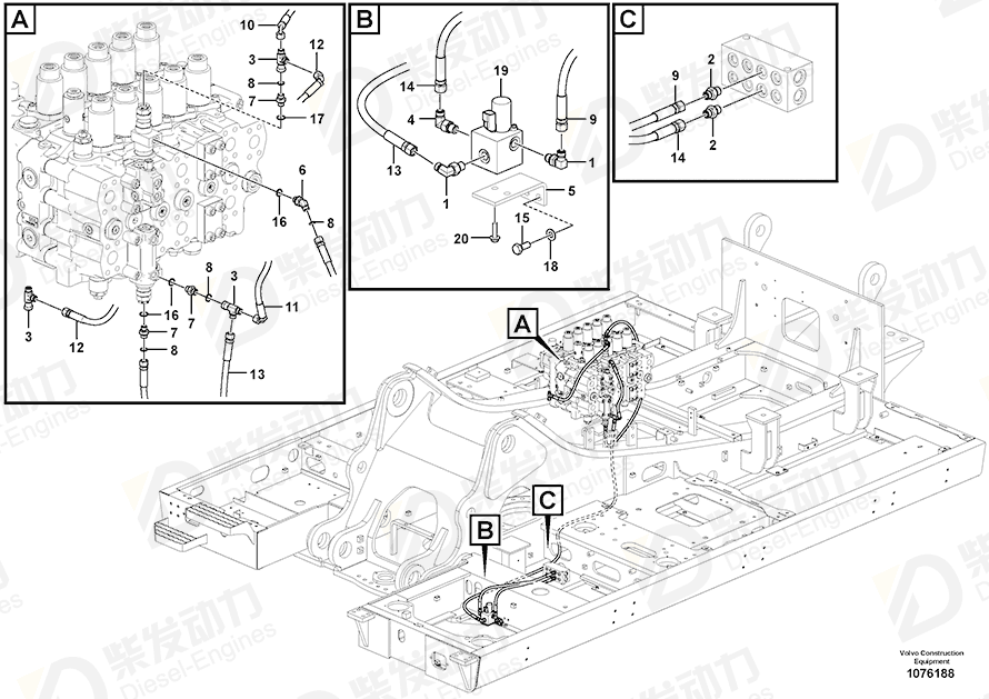 VOLVO Hose assembly 936289 Drawing VOLVO Hose assembly 936289 Drawing