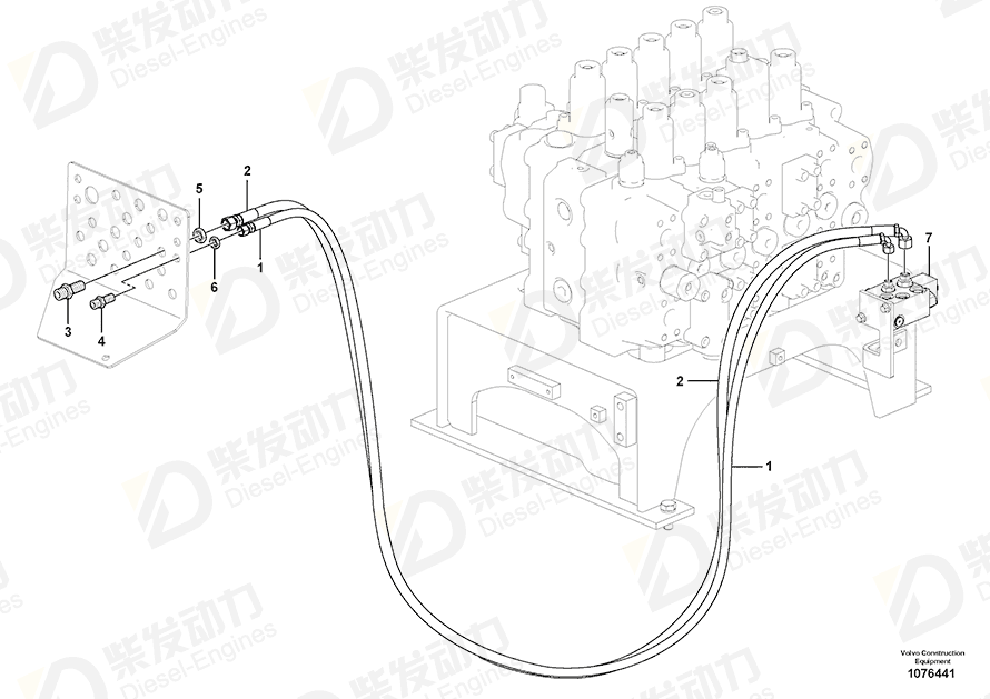 VOLVO Hose assembly 15191435 Drawing VOLVO Hose assembly 15191435 Drawing