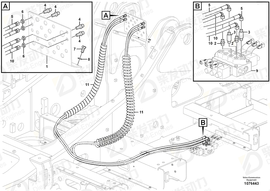 VOLVO Hose assembly 15127190 Drawing VOLVO Hose assembly 15127190 Drawing