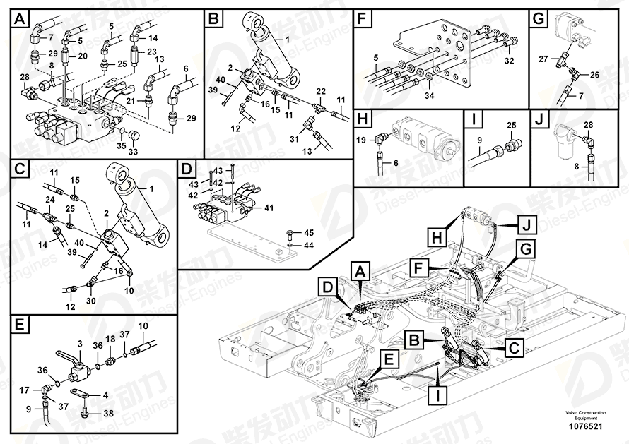 VOLVO Hose assembly 936178 Drawing VOLVO Hose assembly 936178 Drawing