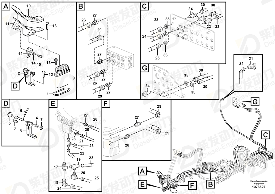 VOLVO Hose assembly 937115 Drawing VOLVO Hose assembly 937115 Drawing