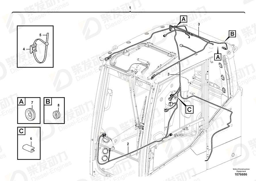 VOLVO Cable harness 14684378 Drawing