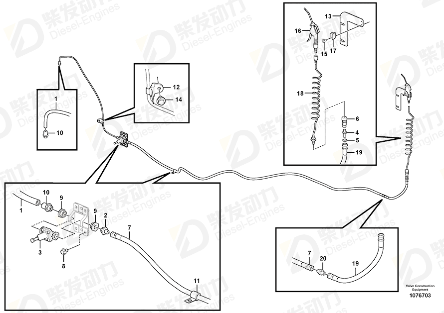 VOLVO Hose assembly 14884608 Drawing VOLVO Hose assembly 14884608 Drawing