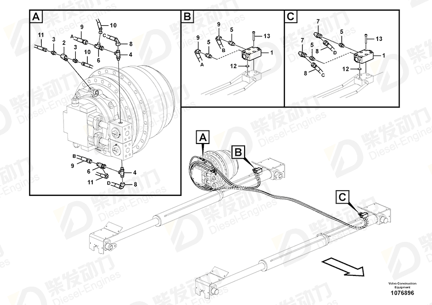 VOLVO Hose assembly 15081266 Drawing VOLVO Hose assembly 15081266 Drawing