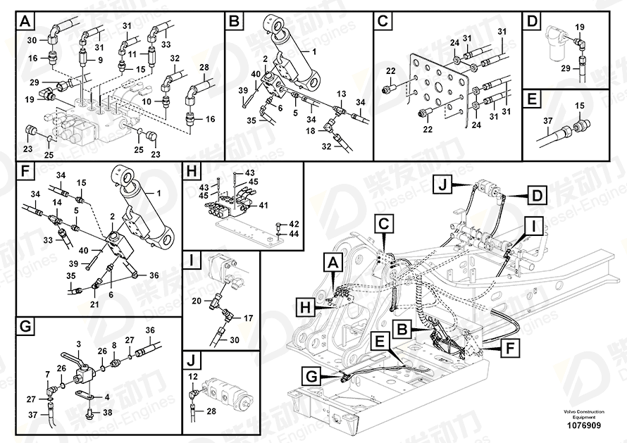 VOLVO Hose assembly 937182 Drawing