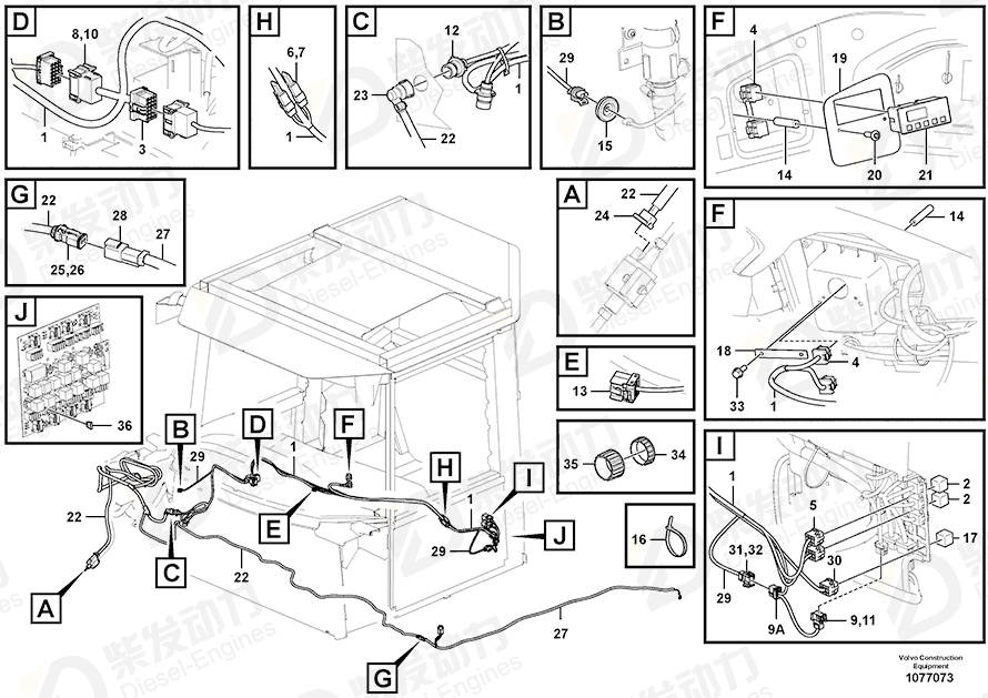 VOLVO Cable harness 17247624 Drawing VOLVO Cable harness 17247624 Drawing