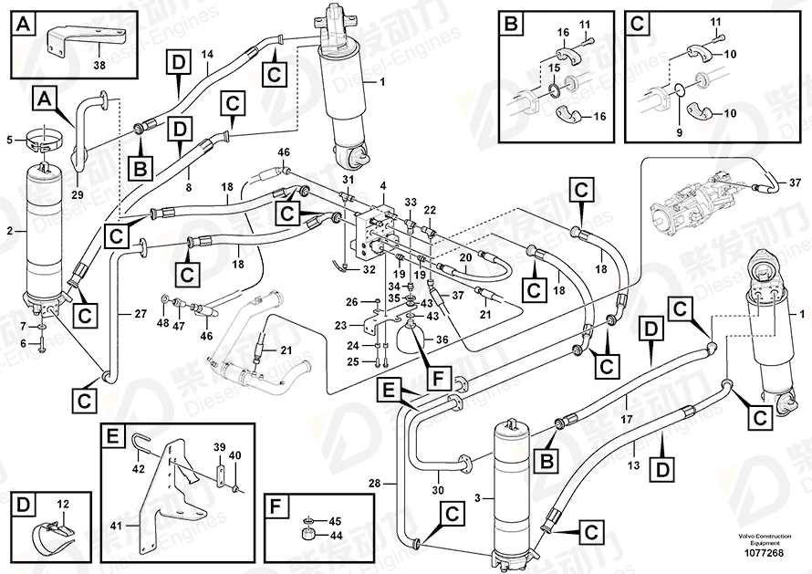 VOLVO Hose assembly 936883 Drawing VOLVO Hose assembly 936883 Drawing