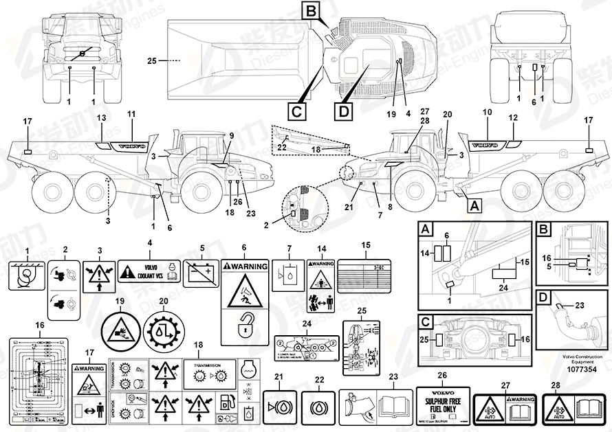 VOLVO Warning decal 15048231 Drawing VOLVO Warning decal 15048231 Drawing