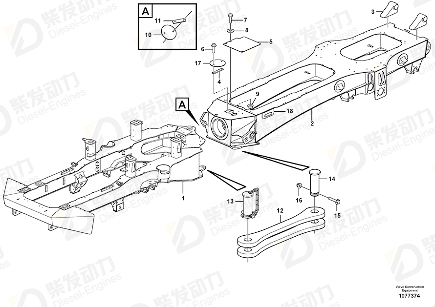 VOLVO Rear frame 16820975 Drawing VOLVO Rear frame 16820975 Drawing