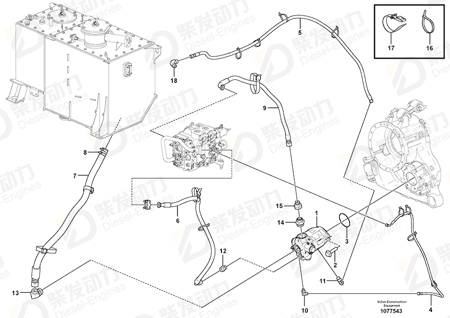 VOLVO Hose assembly 16235636 Drawing
