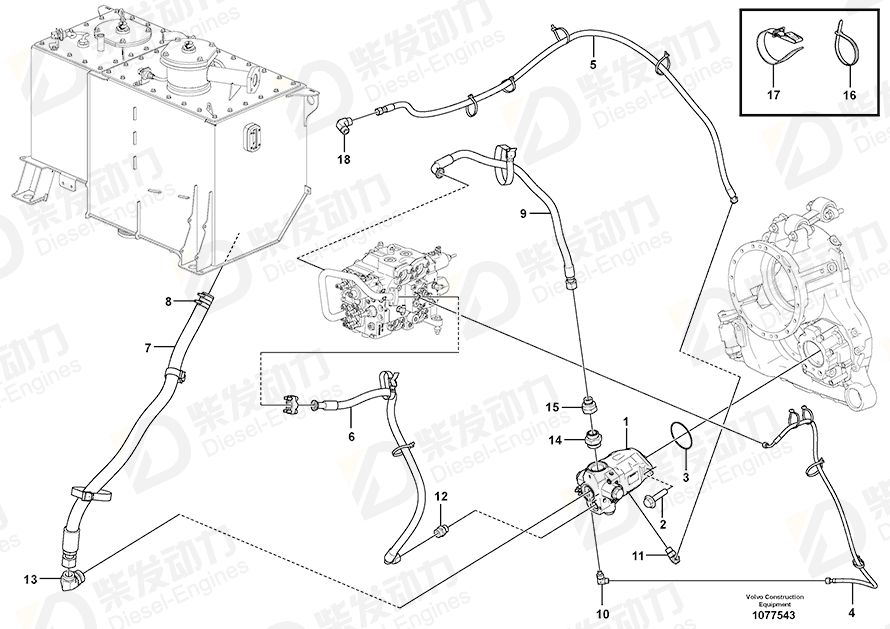 VOLVO Hose assembly 17408344 Drawing VOLVO Hose assembly 17408344 Drawing
