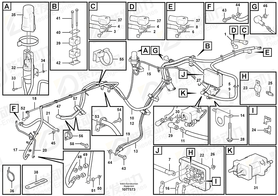 VOLVO Cable 17335634 Drawing